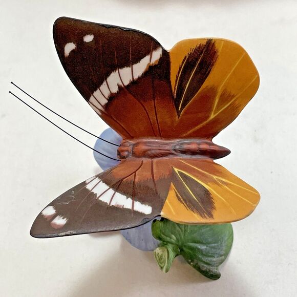 Franklin Mint Hargreaves Butterflies of the World Tufted Jungle King Blue Flower - Picture 2 of 11